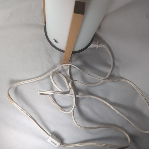 IKEA Porfylit Vintage Rocket Tripod Table Lamp White Glass Beige Wood 90s Retro - Picture 5 of 16